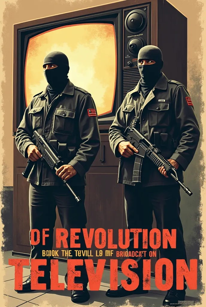 An identical Soviet poster from World War II 
With the following Brazilian characteristics 
Two men with Bradaclava one with an AK47 and the other with a 38 in the middle a television 
It's written so big 
The Revolution will not be broadcast on television...