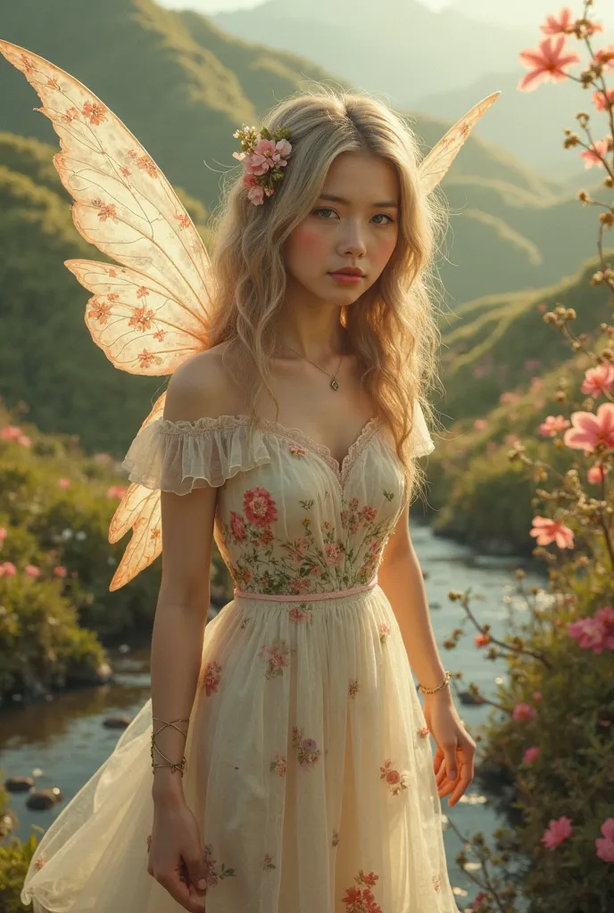 Make a realistic image inspired by the 1950s of a fairy in an imaginary place 