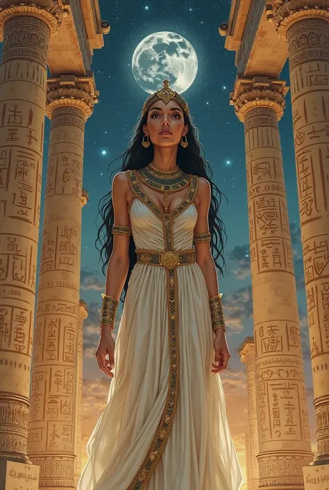 Beautiful ancient Egyptian goddess drawing