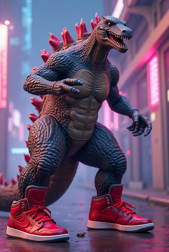 Do the Fortnite Godzilla skin with red Jordan sneakers, While this one dances ratata the new TikTok dance trend 