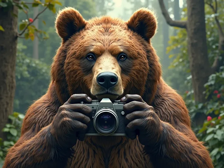 Bear head taking pictures 