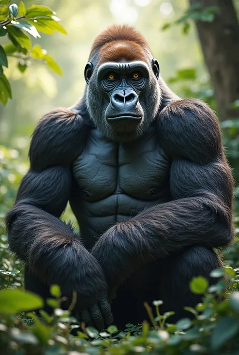 Create a beautiful gorilla with a splendid vibe, beautiful, but also like a regular one