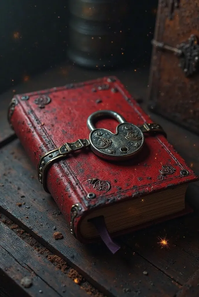 Create a suspicious red book with a padlock 