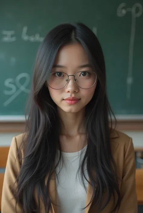 ((perfect anatomy:1.2, realistic:1.3, RAW Photography:1.3,masterpiece、highest quality、Ultra - High resolution、High resolution、Highly detailed CG、8K)), ((extremely realistic)), (ultra real), generate a highly realistic image of a female teacher, (( glasses)...