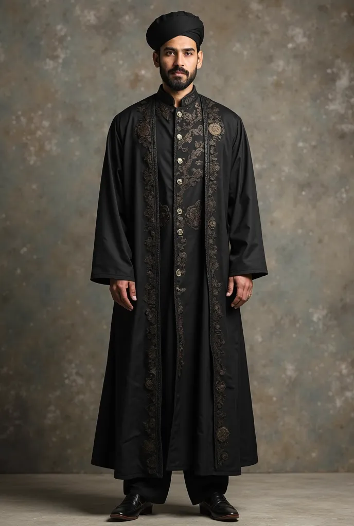 Sherwani with pakul cap I said pakul cap with black sherwani