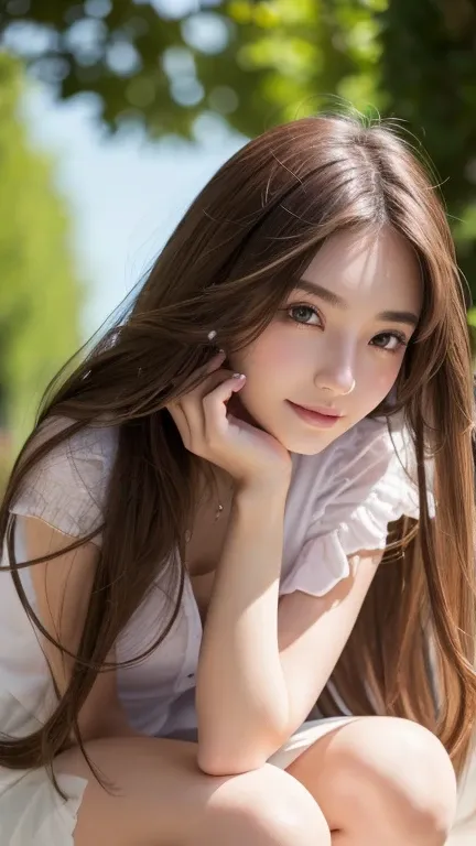 (((alone))),(((   BeautifulGirl1人))),   beautiful, shape,    very detailedスキン, masterpiece,  top quality ,   very detailedフェイス,   bright color ,   Depth of Written Boundary,   movie lights,,   One Girl  , alone,   brown eyes, Brown Hair,   hair accessories...