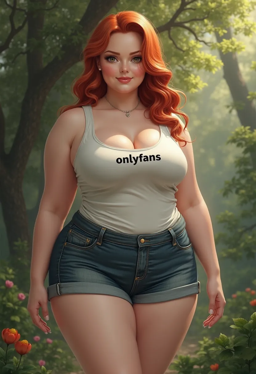 Realista Baja de estatura cute face big ass regordeta  chubby  flat stomach  talla 19 xgl curvilinea vientre olano Photorealistic portrait Perfect thicc pawg curvy hermosa chica Celta , redhead ,  pale skin,  porcelain skin ,  very beautiful,  curvaceous a...