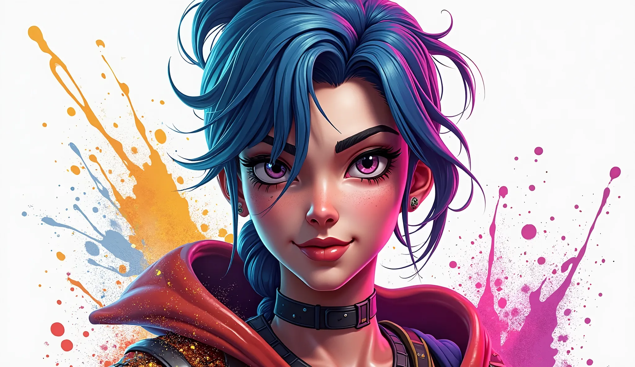 splash art,  Fortnite , Portrait poster, (white background)), colorful paint splash style, contour,super detailed, unreal engine,Fantasy, Intricate Details, Startup Screen, Complementary colors, Fantasy概念艺术,  8K resolution on the front,  Mutated Art Master...