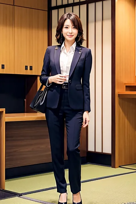 Japanese celebrity Sa々Nozomi、 office、 suit