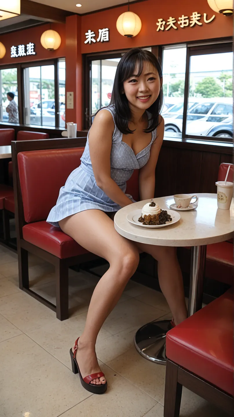 Girl who defecated in a restaurant large amount of poop Japanese sitting