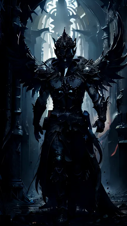  ultra realistic,  Extreme details , Ultra-high resolution details, dark fantasy, epic, heroic armor,  detailed armor, engraved armor, brave, Luzifer the Fallen, archangel michael, fight, cursed creatures, Lucifer the fallen archangel_with a look of terror...