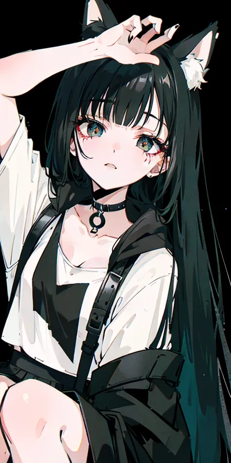 1girl，utmost+Beautiful+meticuloso_the face，utmost+Beautiful+meticuloso_The eye，The upper part of the body，closeup cleavage，cyberpunk backgrouns，sketching，solidcolor，A woman in a white shirt and blck skirt，Minimalist style，Wear elegant casual clothing，boots...