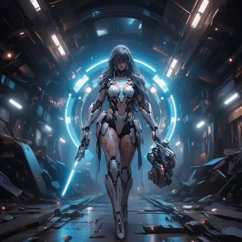 - Main Character, Adult Female "Philippines", Beautiful, Tall, Long Legs, Full of Traditional Tattoos that are clearly visible.

- Wearing a costume ("Full Sexy Armor").
Chest and Thigh Armor are slightly open.
Futuristic Costume Design with perfect detail...