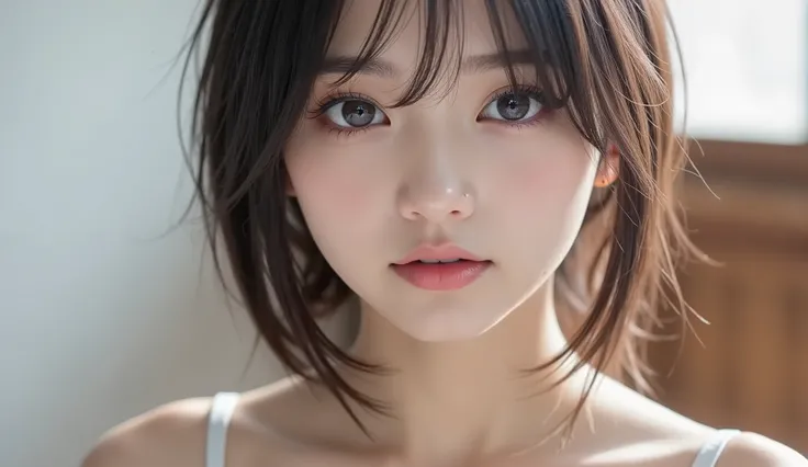 8k,Ultra High Definition , TOP QUALITY, masterpiece,rule of thirds,golden ratio,surreal, photos, one woman,( girls on the left:1.3),cute,cute顔, Beautiful Eyes in Every Detail , 細かくexhaustive,mature woman, princess,close up,smile, black hair, long bob,I...