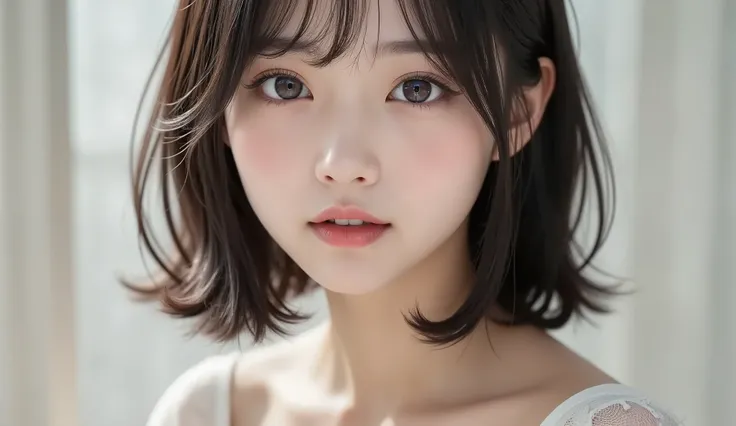 8k,Ultra High Definition , TOP QUALITY, masterpiece,rule of thirds,golden ratio,surreal, photos, one woman,( girls on the left:1.3),cute,cute顔, Beautiful Eyes in Every Detail , 細かくexhaustive,mature woman, princess,close up,smile, black hair, long bob,I...