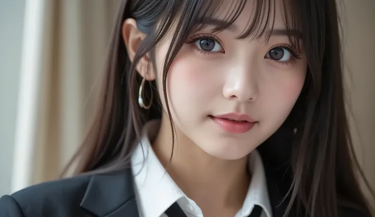 8k,Ultra High Definition , TOP QUALITY, masterpiece,rule of thirds,golden ratio,surreal, photos, one woman,( girls on the left:1.3),cute,cute顔, Beautiful Eyes in Every Detail , 細かくexhaustive,mature woman, princess,cowboy shot,smile, black hair, long bob...