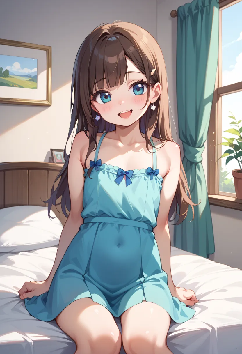 ((TOP QUALITY)), ((masterpiece)), (be familiar with), perfect face, indoors, bedroom, watching viewers,
One woman,  Gamemun Neko ,
open mouth, ecstatic expression, blush, smile,
 small tits, flat chested, Young girl,  lori,  ,  girl,
 long hair, long hair,...