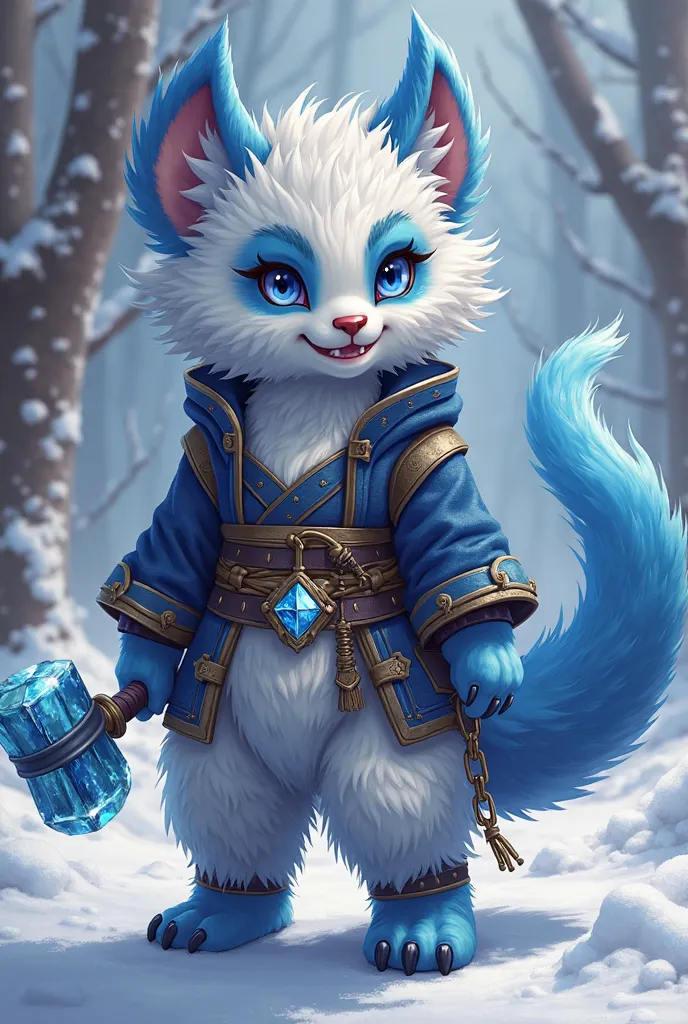 Solo, Score_9, score_8_up, score_7_up, kemono style, Kimiko, A pandaren and Draenei mix, give her a fuzzy body with white fur,, blue skin underneath,  give her draenei horns, and hooves, long tail, wearing dranei's clothes, long hair, no skin and only fur,...