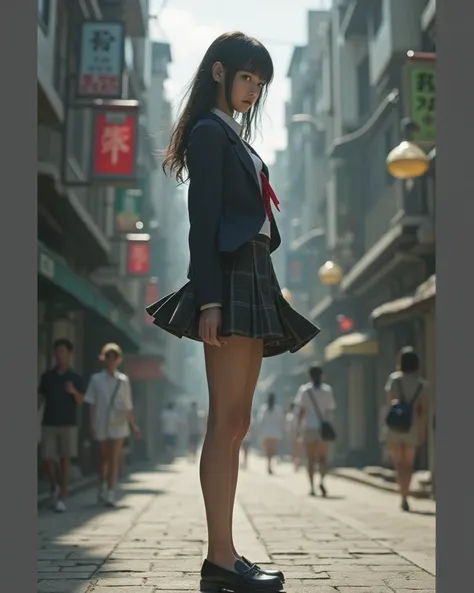 nsfw, super real, photorealistic, Dramatic Scene, shadow, Global Illumination, Alone, ( 歳日本people有名アイドルガール), very beautiful and fragile Japanese girl, Very cute cool face , ( Extremely Large Breasts),  slim waist , (is wearing a cute Japanese high school u...