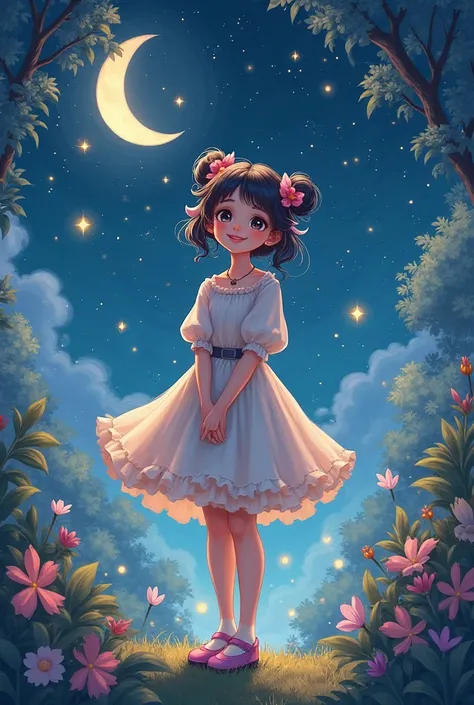 A cute girl night background 