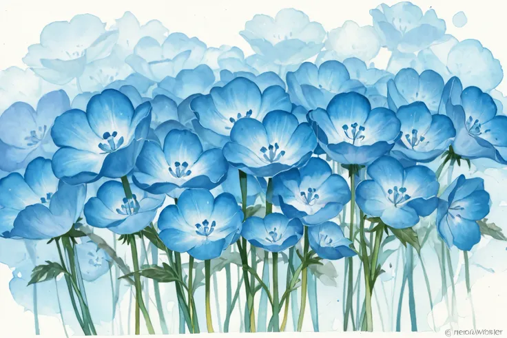Nemophila watercolor Single Background is transparent
