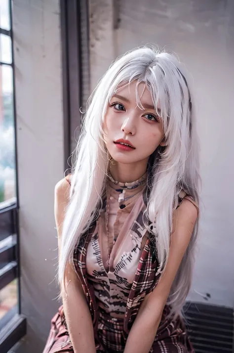 (((cowboy shot:1.4))), from front, look at viewer, nsfw, (((real: 1.4))), ((vivid: 1.3)), 
(((white hair:1.4))), ((Wave Hair)), 
1 girl, sexy and beautiful girl, shiny skin, slender, 
(((A high school girl who became an angel, angel wings:1.4, living in a ...