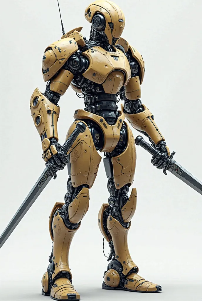 "An agile humanoid droid built for rapid assaults and close-quarters combat. Its sleek titanium alloy frame is covered in a segmented, scale-like armor reminiscent of a Roman lorica squamata. The droid wields dual plasma-infused short swords and is equippe...