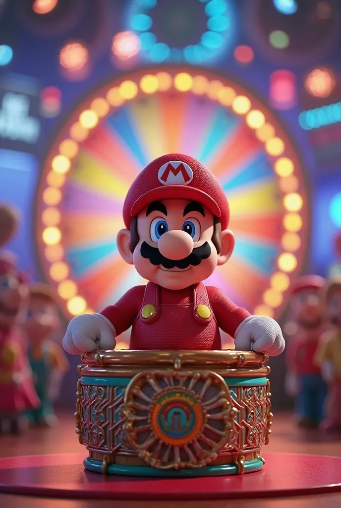 Mario Bro in Wheel of Fortune basket