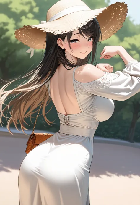 (best quality, masterpiece, ultra detailed, high resolution), Beautiful 8K CG artwork, Enriched photography, anatomically accurate body, depth of field,  1girl, elegant yet sexy girl, (long hair, black straight hair, swept bangs), 
round large breasts, bre...