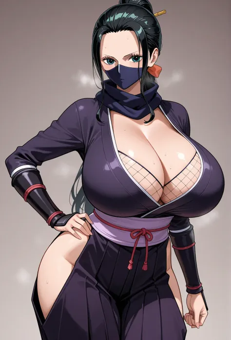 nico robin(one piece),Huge breasts,kunoichi,female ninja,spy,Hakama with side cutouts,