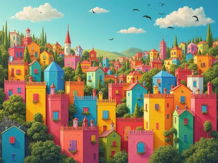 Once upon a time there was a city full of colors!  the sky was blue , the green trees, The houses painted in every color you can imagine. But the most beautiful of all were the golden, all different:  curly hair, seeds, Crespo, blonde, therefore, brown... ...