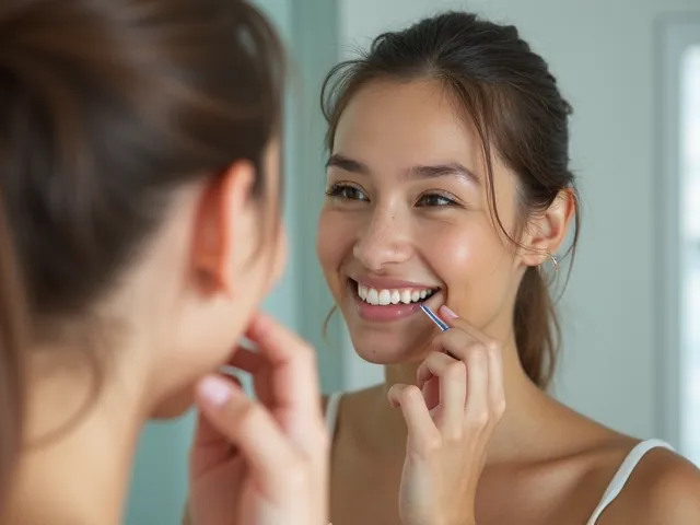 Young woman doing her best to whiten her teeth