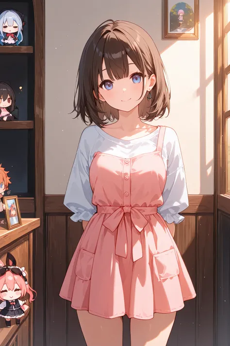 anime、 chibi、 Hair、shortcuts、 casual standing picture、For materials