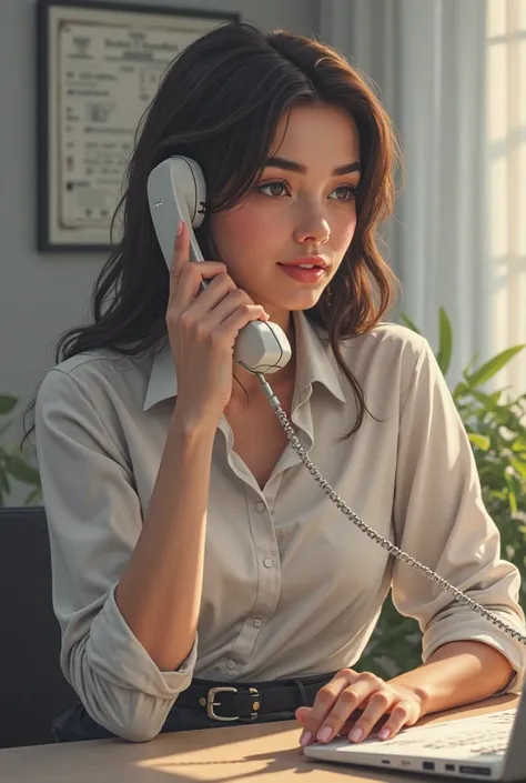 woman calling someone on a telephone 