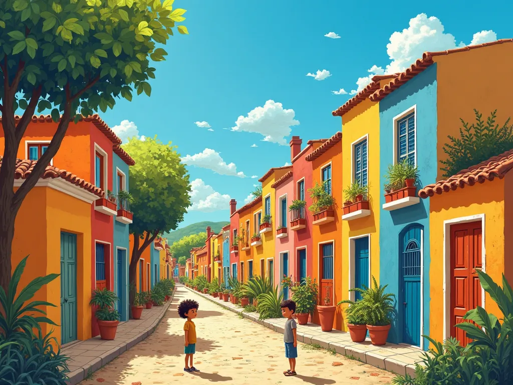 Once upon a time there was a city full of colors!  the sky was blue , the green trees, The houses painted in every color you can imagine. But the most beautiful of all were the golden, all different:  curly hair, seeds, Crespo, blonde, therefore, brown... ...