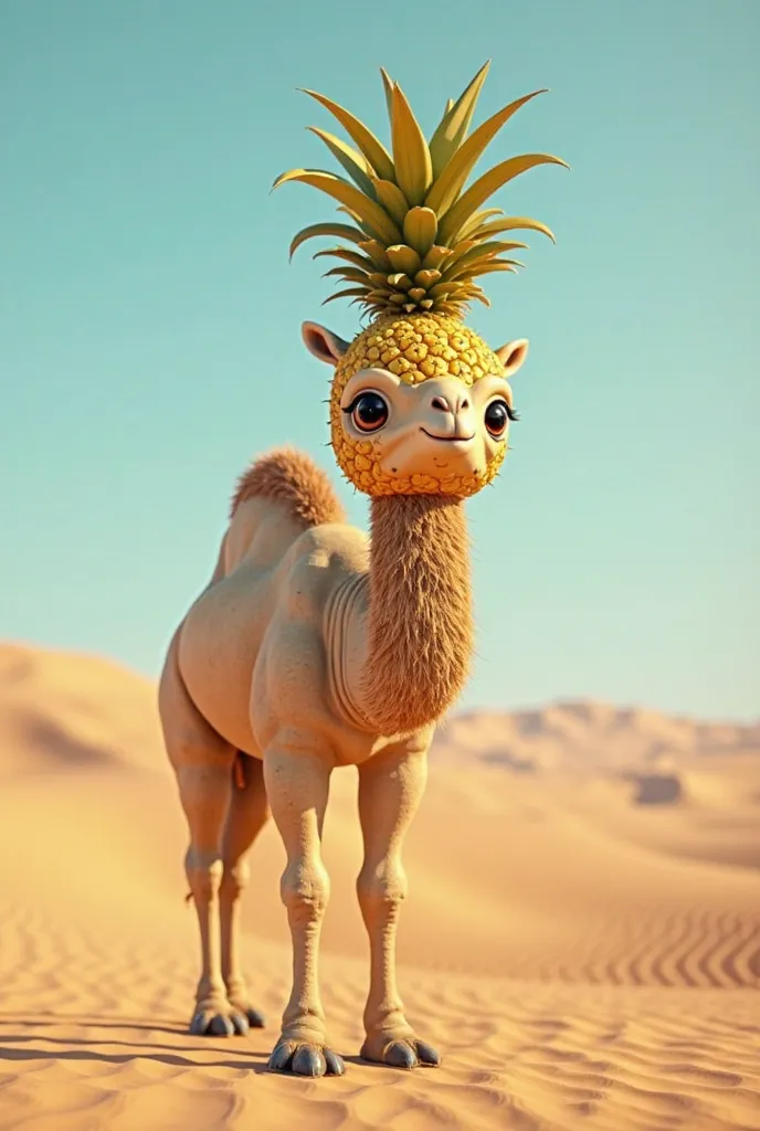 A 3d camel pineapple hybrid in the dessert  