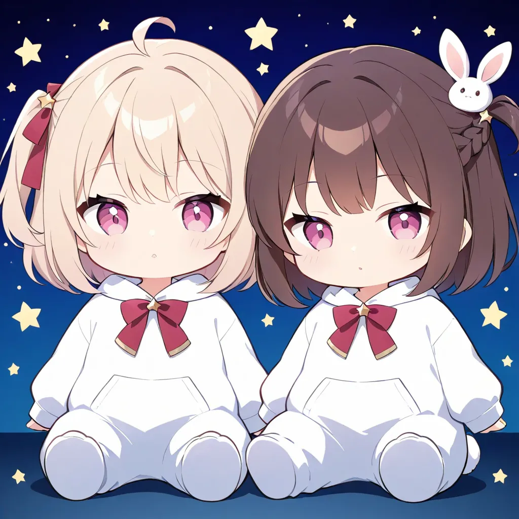 Highest Image、8k、16k、super resolution、 pale beige short bob、partial braid hairstyle with one side up and one side up、A beautiful age girl、detailed faces、detailed eyes、 pink eye、 slightly moody expression on the lips、Kigurumi costume inspired by a white rab...