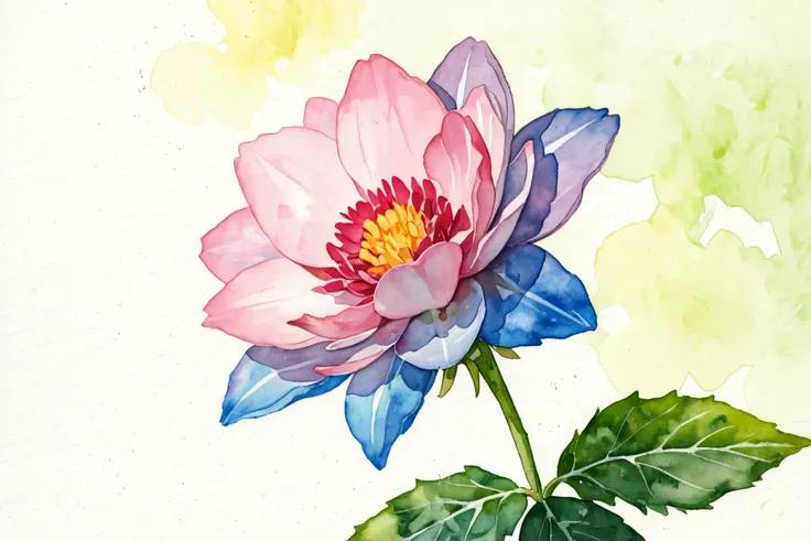 watercolor flower primary color art delicate