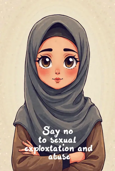 In a muslim cartoon picture craft "say no to sexual exploitation and abuse"