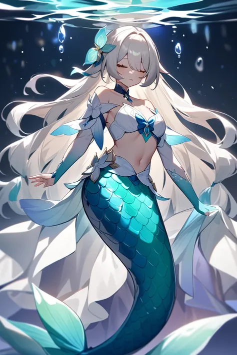 Firefly from Honkai star, as a mermaid, detailed 