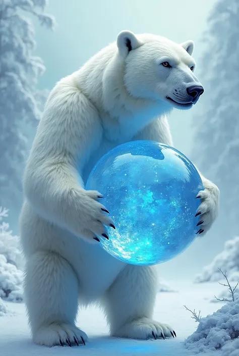 draw a hybrid combination of polar bear and blue sphere