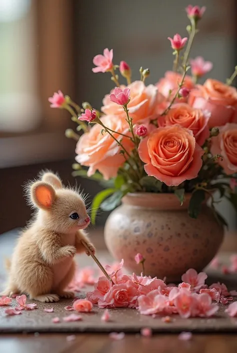 Now a lot of chocolate, flowers.snaks , perfumes in my online gift shop.and name of my Brand is تحفہ خانہ ۔ written in some where shop .and mini creature working where setting flowers for gift.beautful way