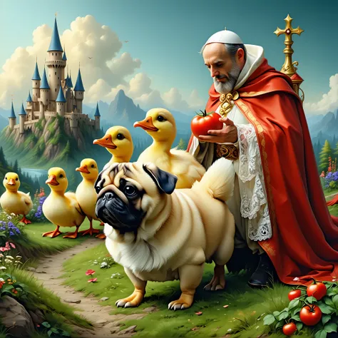 Ducks riding a pug, galloping across the lands of Wonderland, a tomato in lace underwear and a BDSM priest are watching all this