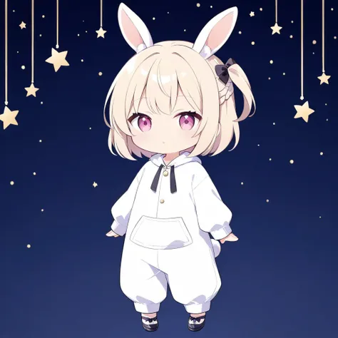 Highest Image、8k、16k、super resolution、 pale beige short bob、partial braid hairstyle with one side up and one side up、A beautiful teenage girl、detailed faces、detailed eyes、 pink eye、 slightly moody expression on the lips、Kigurumi costume inspired by a white...