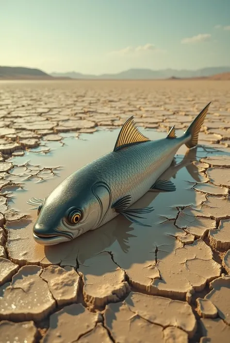 Fish in dry lake 