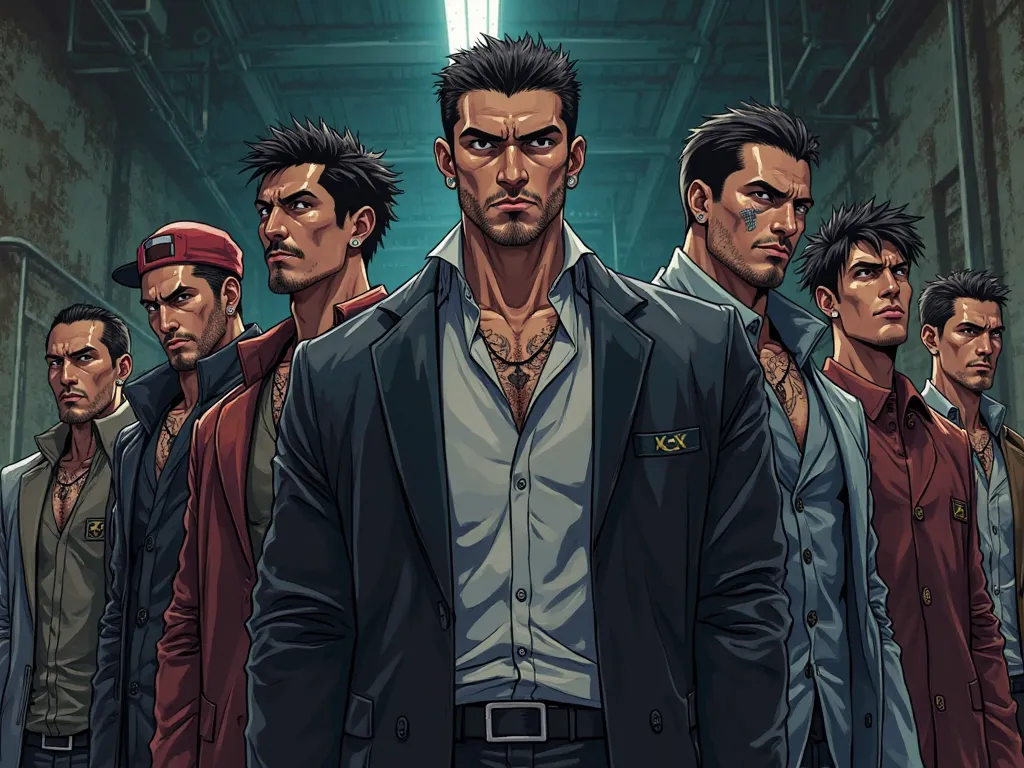 7 male bangladeshi mafia members in one frame anime