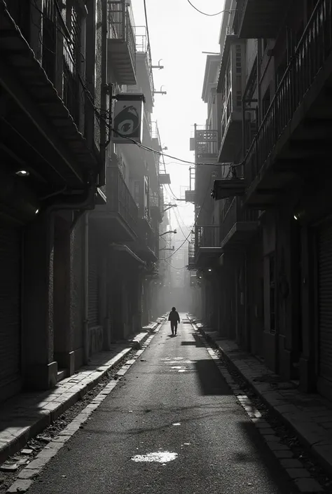 A black and white profile picture of a lonely street in the city