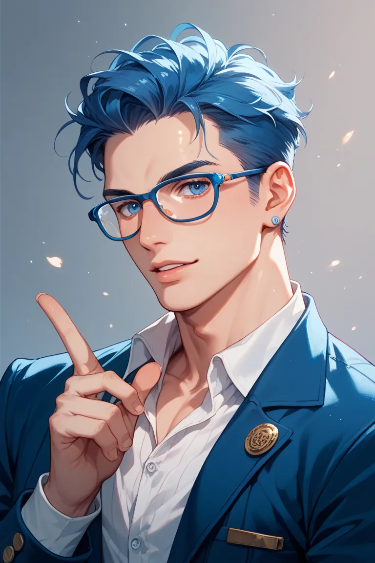 Male in his 40s with glasses JoJo style