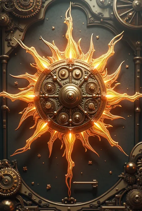 Sun star in a mechanical steampunk style mystical decor