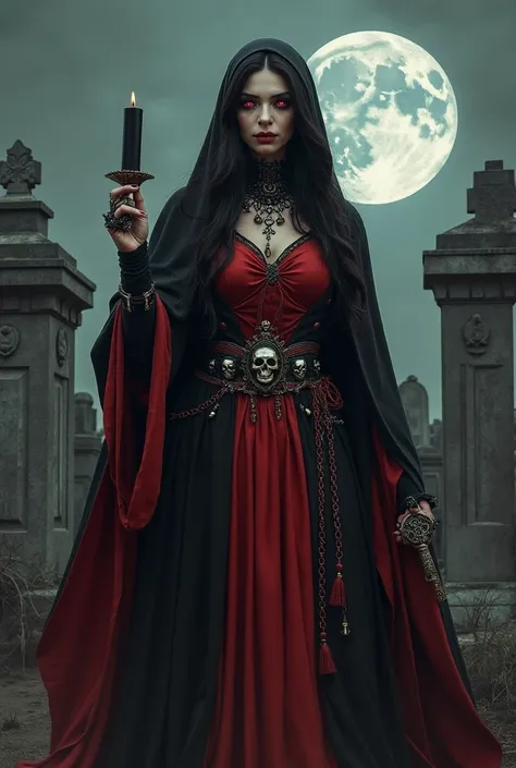 Pombagira Rainha do Cemitério (Scorpio)

Dressed in a black and red cloak, with a necklace of skulls and an air of mystery. Her eyes shine brightly and her presence is impressive. In one hand she holds a black candle and in the other a key, indicating her ...